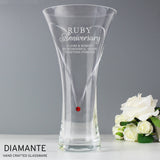 Personalised Ruby Anniversary Large Hand Cut Diamante Heart Vase - Vases & Plant Pots at Gift Moments