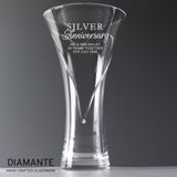 Personalised Silver Anniversary Large Hand Cut Diamante Heart Vase - Vases & Plant Pots at Gift Moments