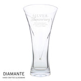 Personalised Silver Anniversary Large Hand Cut Diamante Heart Vase - Vases & Plant Pots at Gift Moments