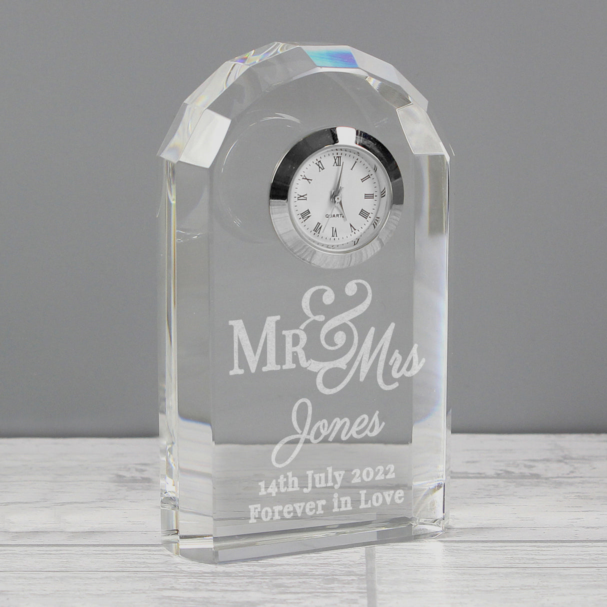 Personalised Mr & Mrs Crystal Clock - Clocks at Gift Moments