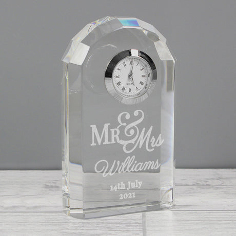 Personalised Mr & Mrs Crystal Clock - Clocks at Gift Moments