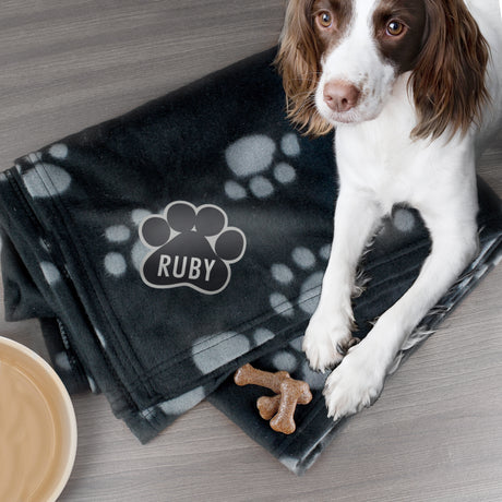 Personalised Dog Paw Print Fleece Blanket - Pet Products at Gift Moments