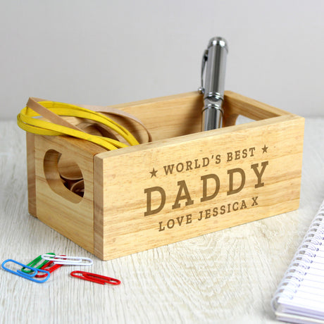 Personalised World's Best Mini Wooden Crate - Storage at Gift Moments