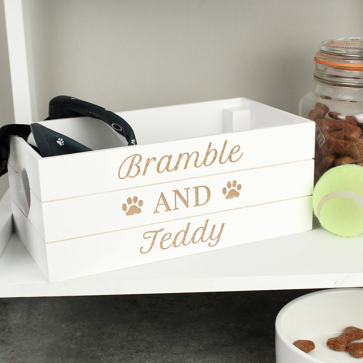 Personalised Pets White Wooden Crate - Storage at Gift Moments