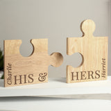 Personalised His & Hers Jigsaw Piece Set - Coasters at Gift Moments