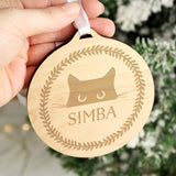 Personalised Cat Round Wooden Bauble - Christmas Decorations at Gift Moments