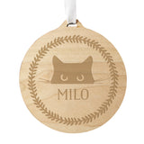 Personalised Cat Round Wooden Bauble - Christmas Decorations at Gift Moments