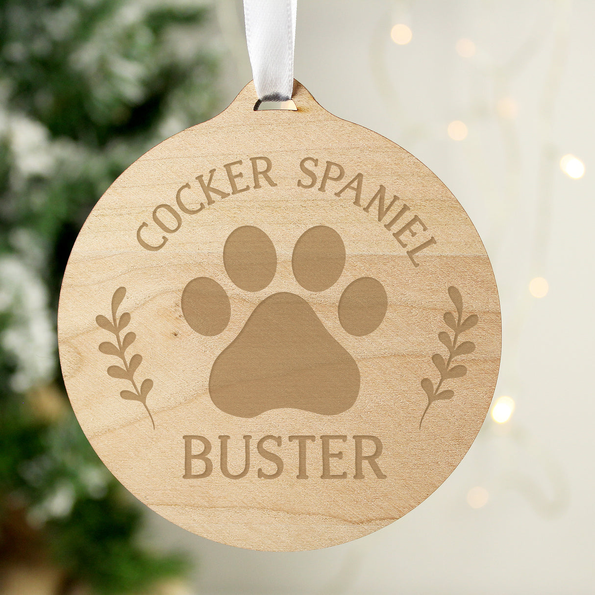 Personalised Dog Breed Round Wooden Bauble - Christmas Decorations at Gift Moments