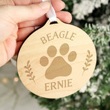 Personalised Dog Breed Round Wooden Bauble - Christmas Decorations at Gift Moments