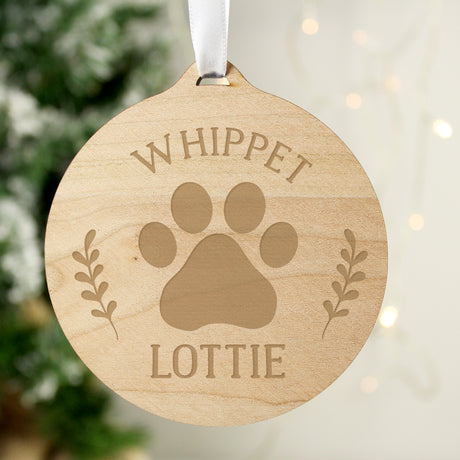 Personalised Dog Breed Round Wooden Bauble - Christmas Decorations at Gift Moments