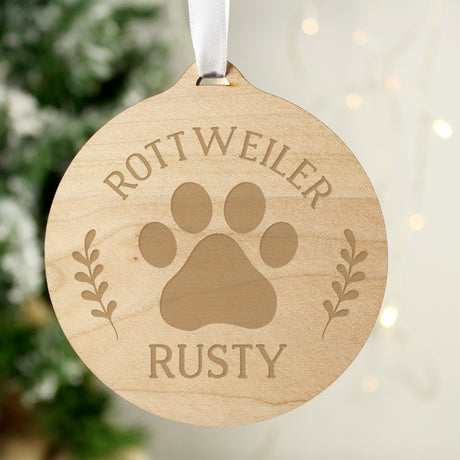 Personalised Dog Breed Round Wooden Bauble - Christmas Decorations at Gift Moments