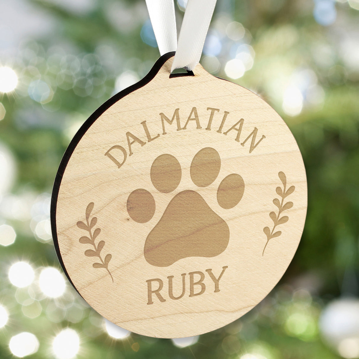 Personalised Dog Breed Round Wooden Bauble - Christmas Decorations at Gift Moments