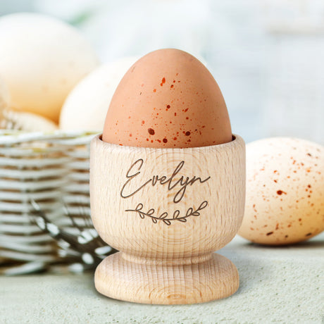 Personalised Name Wooden Egg Cup - Egg Cups at Gift Moments