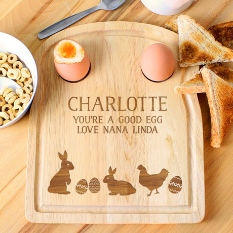 Personalised Spring Egg & Toast Board - Egg Cups at Gift Moments