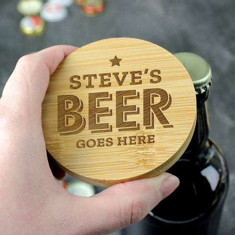 Beer Bamboo Bottle Opener Coaster - Gift Moments