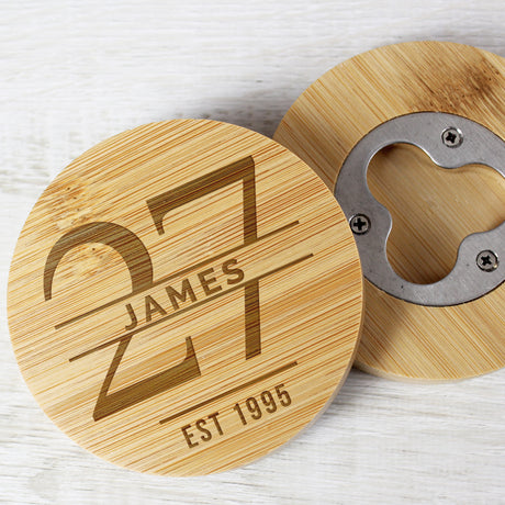 Big Age Bamboo Bottle Opener Coaster - Gift Moments