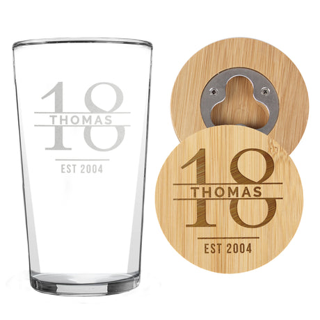 Big Age Bottle Opener Coaster and Pint Glass Set - Gift Moments