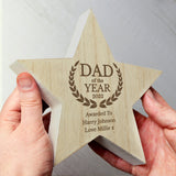 Personalised Dad of the Year Rustic Wooden Star Decoration - Keepsakes at Gift Moments