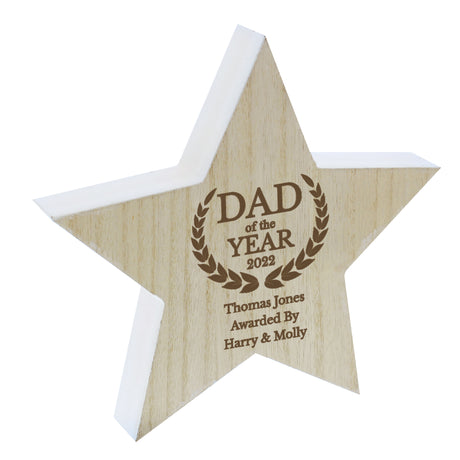 Personalised Dad of the Year Rustic Wooden Star Decoration - Keepsakes at Gift Moments