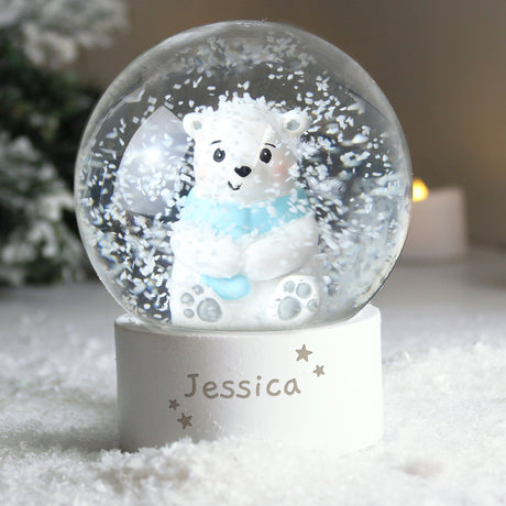 Personalised Polar Bear Any Name Snow Globe - Snow Globes at Gift Moments