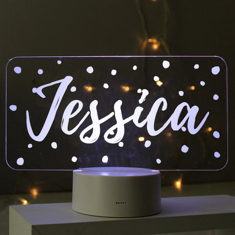 Personalised Polka-dot Name only LED Colour Changing Night Light - LED Lighting at Gift Moments