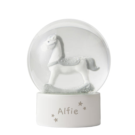 Personalised Name Only Rocking Horse Glitter Snow Globe - Snow Globes at Gift Moments