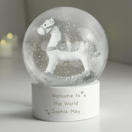 Message Rocking Horse Glitter Snow Globe - Gift Moments