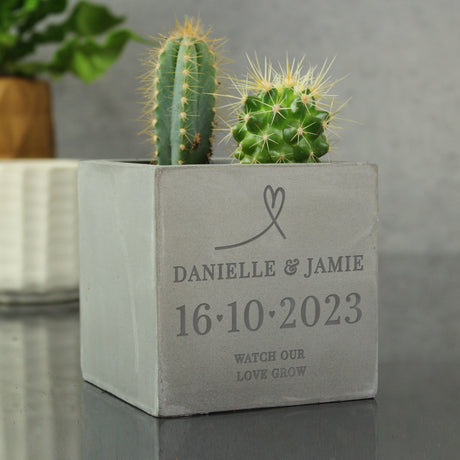 Personalised Special Date Concrete Plant Pot - Pots & Planters at Gift Moments