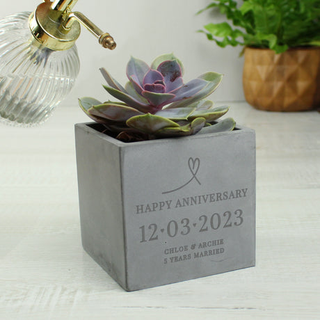 Personalised Special Date Concrete Plant Pot - Pots & Planters at Gift Moments