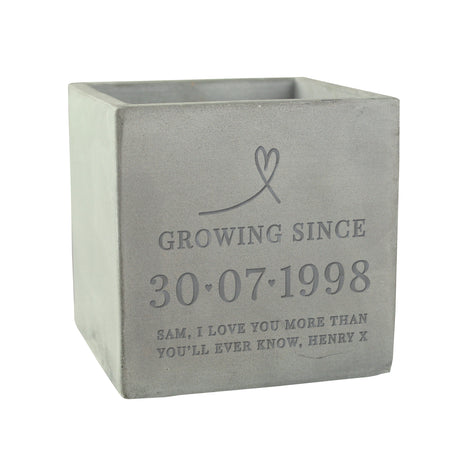 Personalised Special Date Concrete Plant Pot - Pots & Planters at Gift Moments