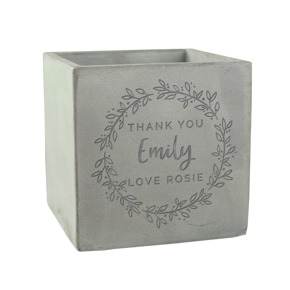 Personalised Floral Wreath Concrete Plant Pot - Pots & Planters at Gift Moments