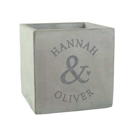 Personalised Ampersand Couples Concrete Plant Pot - Pots & Planters at Gift Moments