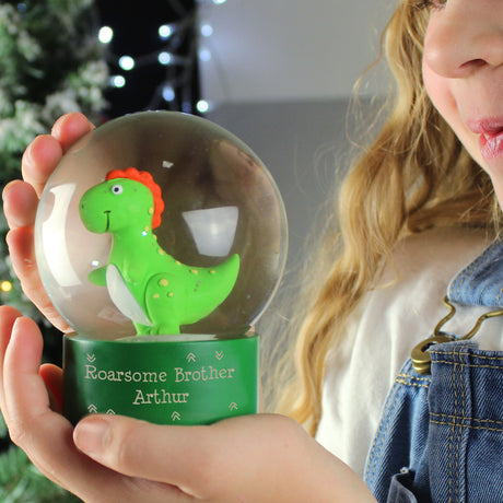 Message Dinosaur Glitter Snow Globe - Gift Moments