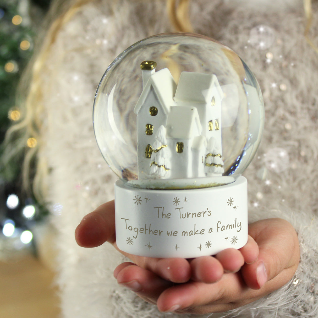 Personalised Message Village Glitter Snow Globe - Snow Globes at Gift Moments