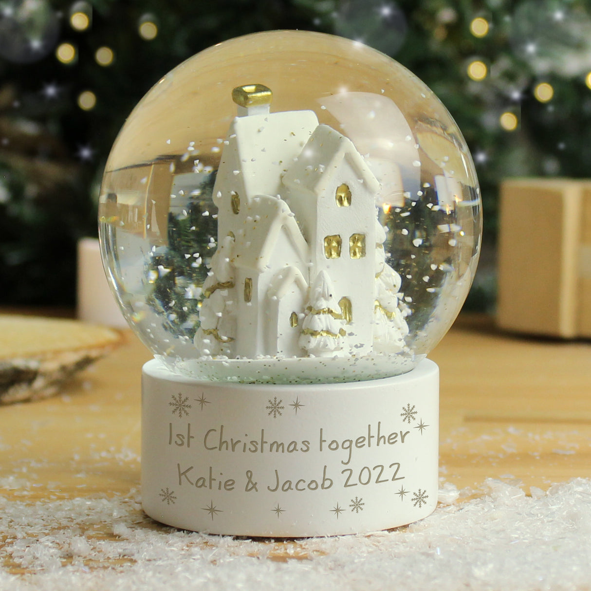 Personalised Message Village Glitter Snow Globe - Snow Globes at Gift Moments