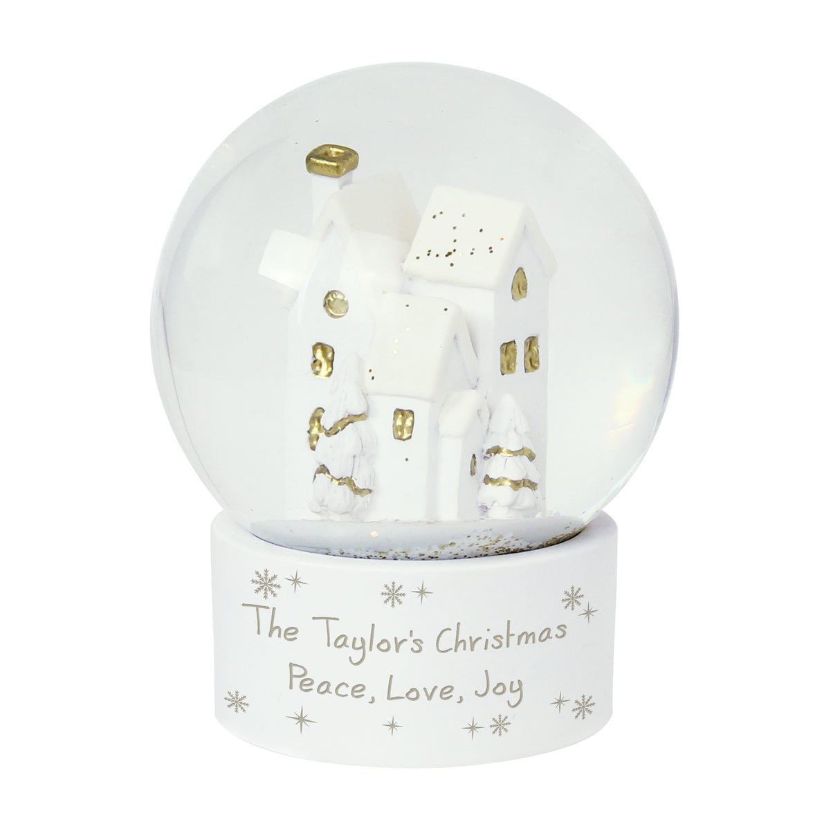 Personalised Message Village Glitter Snow Globe - Snow Globes at Gift Moments