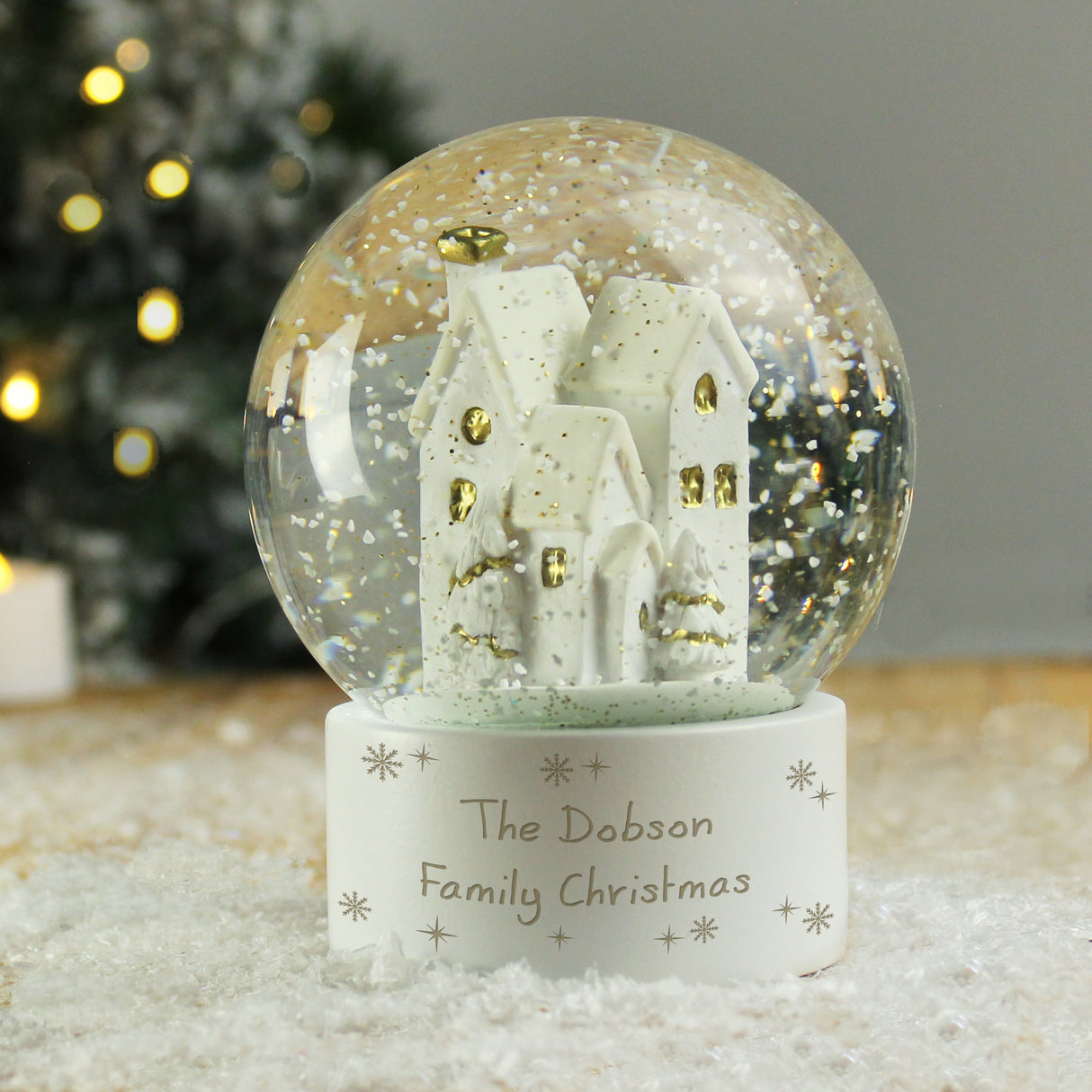 Personalised Message Village Glitter Snow Globe - Snow Globes at Gift Moments