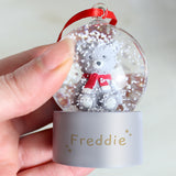 Personalised Name Only Teddy Bear Glitter Snow Globe Tree Decoration - Snow Globes at Gift Moments