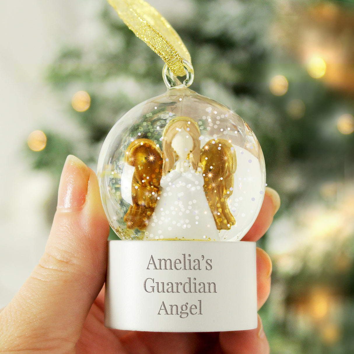 Personalised Angel Message Glitter Snow Globe - Snow Globes at Gift Moments