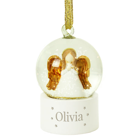 Personalised Name Only Angel Glitter Snow Globe Tree Decoration - Snow Globes at Gift Moments