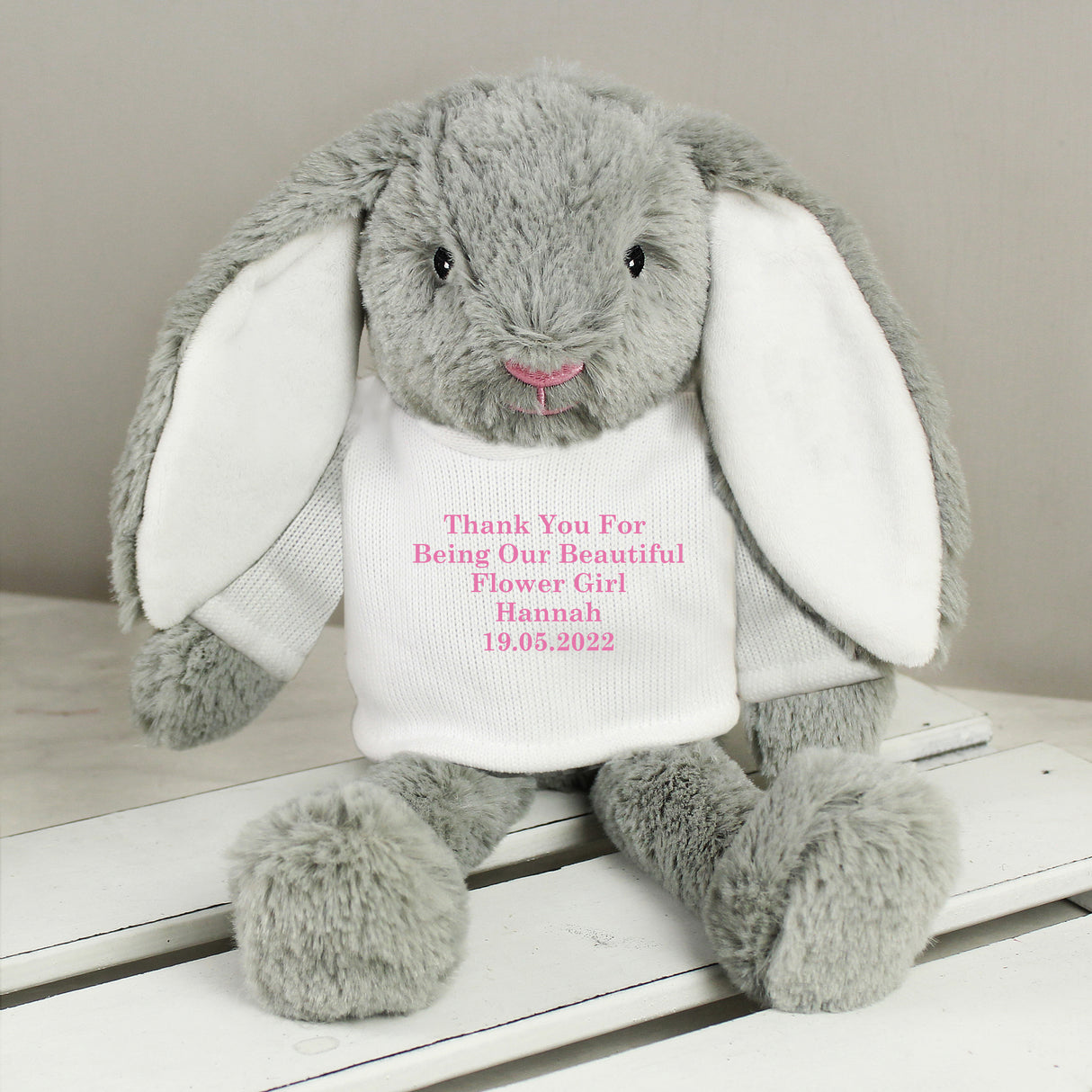 Personalised Message Bunny Rabbit In Jumper - Pink - Teddy Bears & Soft Toys at Gift Moments