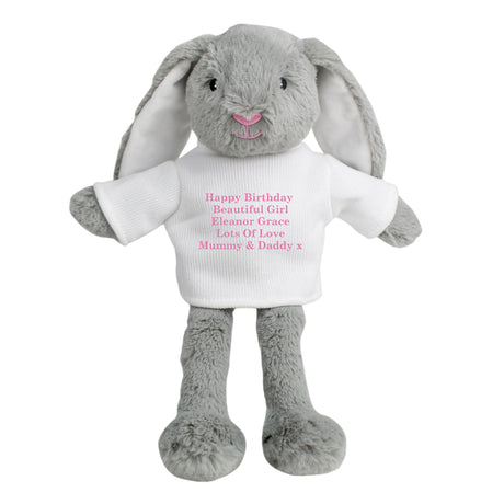 Personalised Message Bunny Rabbit In Jumper - Pink - Teddy Bears & Soft Toys at Gift Moments