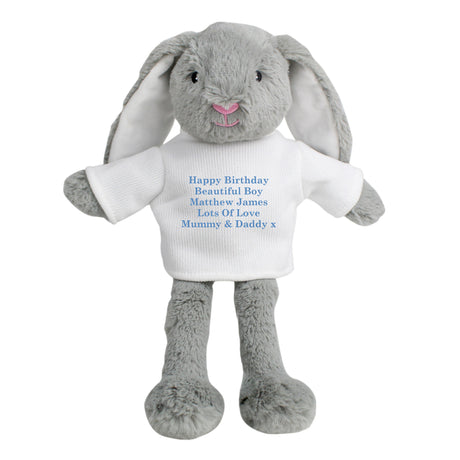 Personalised Message Bunny Rabbit - Blue - Teddy Bears & Soft Toys at Gift Moments