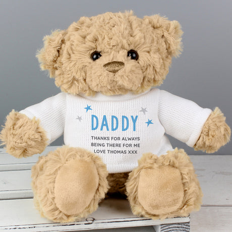 Personalised Blue Name & Message Teddy Bear - Teddy Bears & Soft Toys at Gift Moments