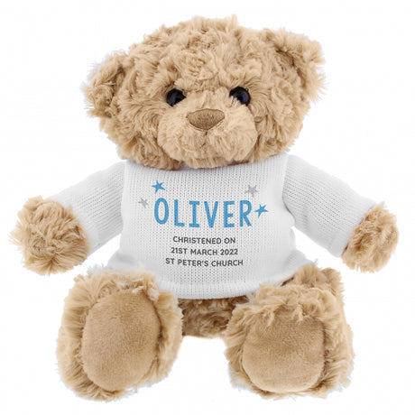 Personalised Blue Name & Message Teddy Bear - Teddy Bears & Soft Toys at Gift Moments