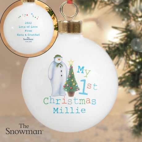 Personalised The Snowman My 1st Christmas Bauble - Christmas Baubles at Gift Moments