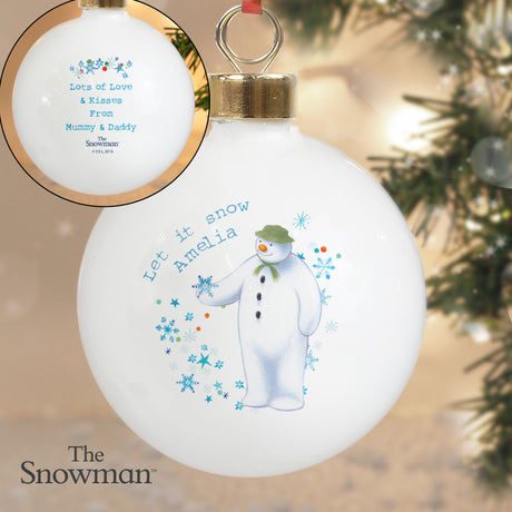 Personalised Snowman Let it Snow Bauble: 4 - Christmas Baubles By The Snowman