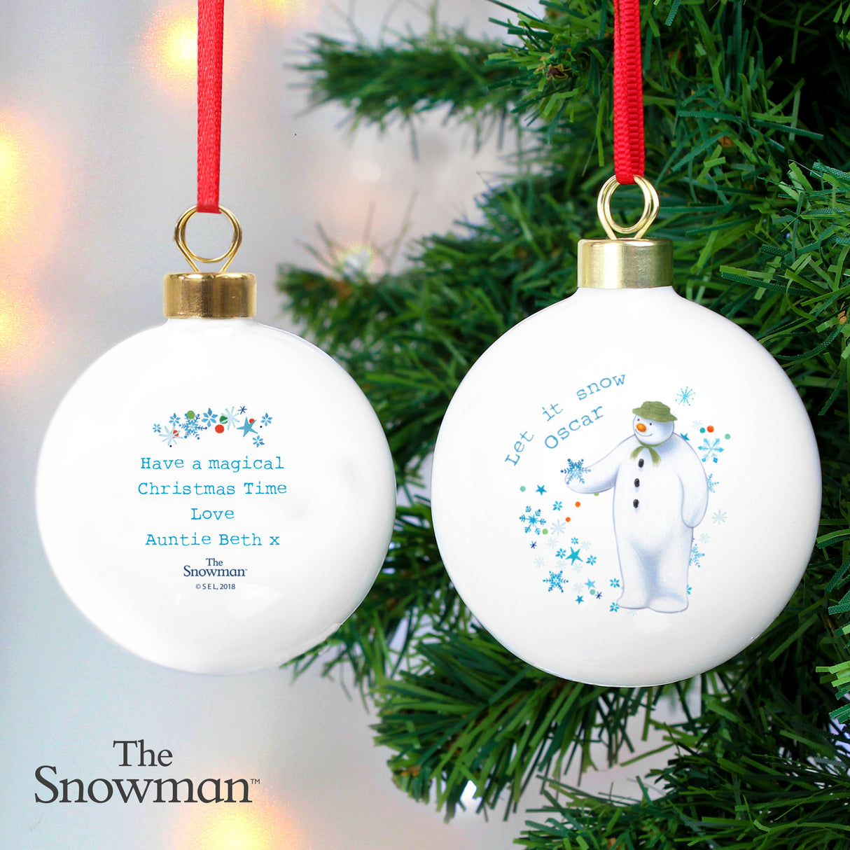 Personalised Snowman Let it Snow Bauble: 2 - Christmas Baubles By The Snowman