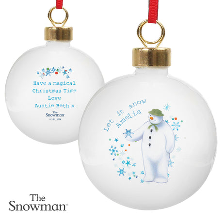 Personalised Snowman Let it Snow Bauble: 5 - Christmas Baubles By The Snowman