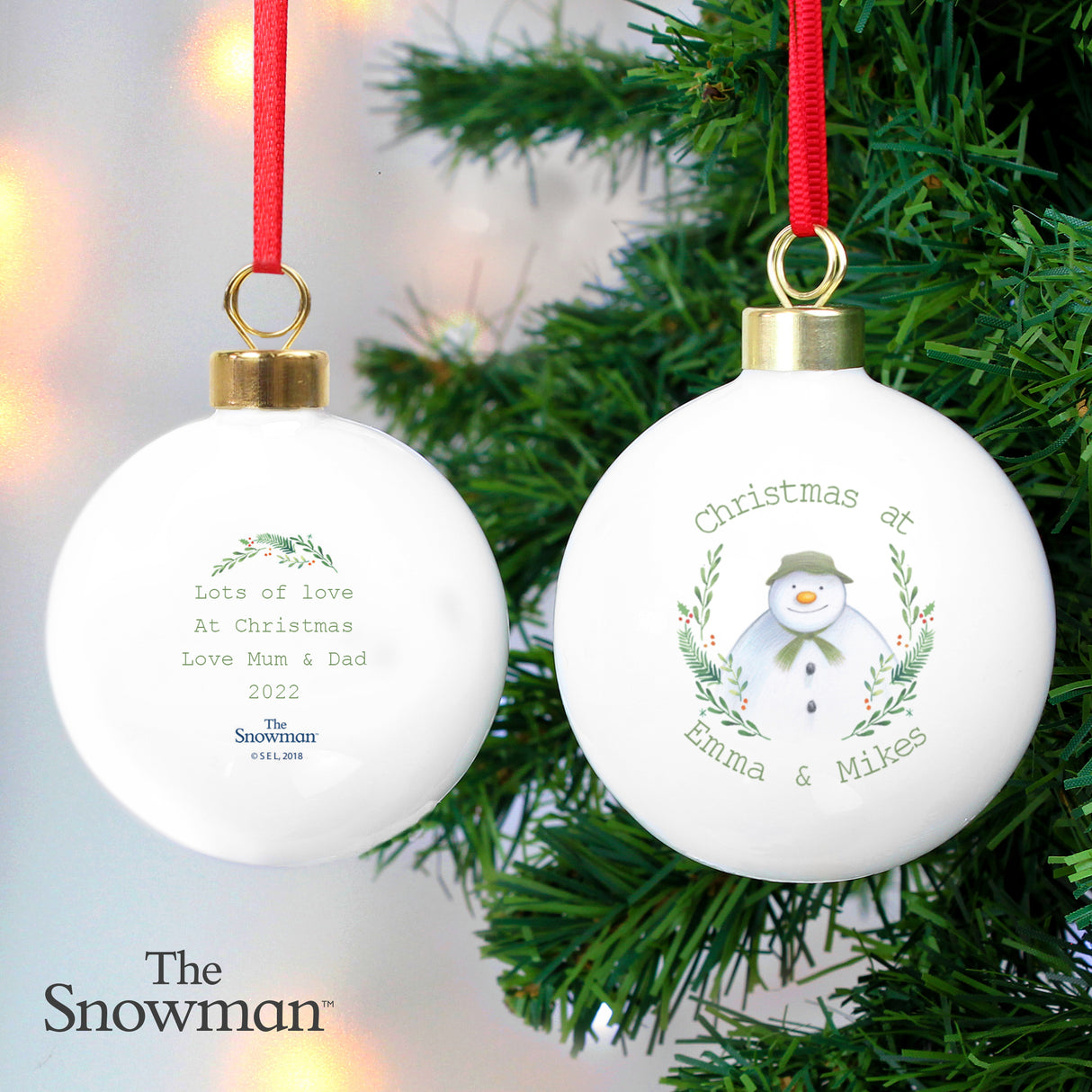 Personalised Snowman Winter Garden Bauble: 2 - Christmas Baubles By The Snowman